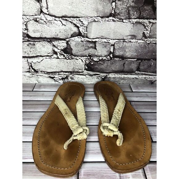 Salvatore Ferragamo Ivory Leather SnakeSkin Flip Flops Sandals Women Sz 8D US/39 - Picture 6 of 16